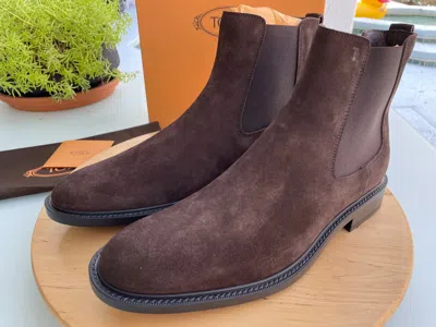 Pre-owned Tod's Italy Men's Brown Suede Ankle Boot Tronchetto Elastico Fondo Gomma 45a