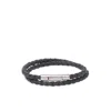 Tod's Braided Bracelet With Polished Metallic Clasp In Black