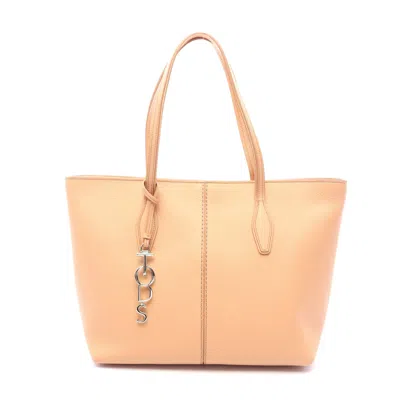 Tod's Joy Leather Tote Bag Beige In Sand