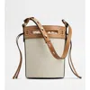 Tod's Kate Bucket Bag In Leather And Canvas Small