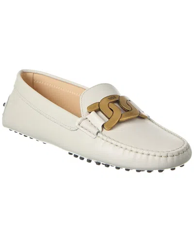 Tod's Kate Gommino Leather Loafer In White