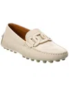 Tod's Leather Kate Gommino Bubble Loafers In White