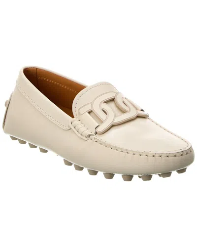 Tod's Kate Gommino Leather Loafer In White