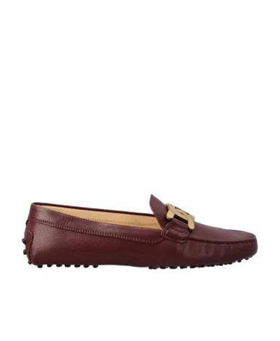 Tod's Kate Gommino Logo Plaque Loafers In Red