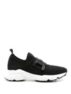 Tod's Knitted Chain-link Sneakers Leather Detailing In Black