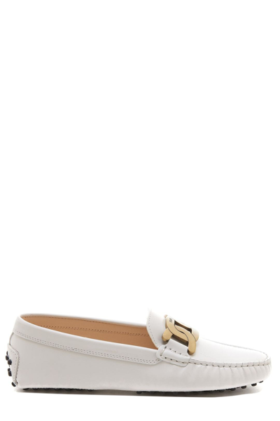 Tod's Kate Logo Engraved Loafers In White