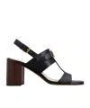Tod's Kate Leather Sandals Block Heel In Black