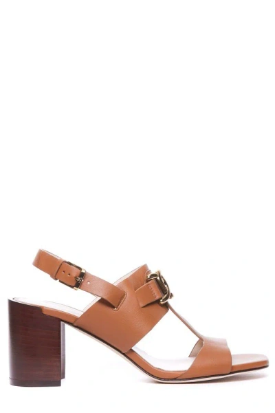 Tod's Kate Logo Plaque Sandals In Brown