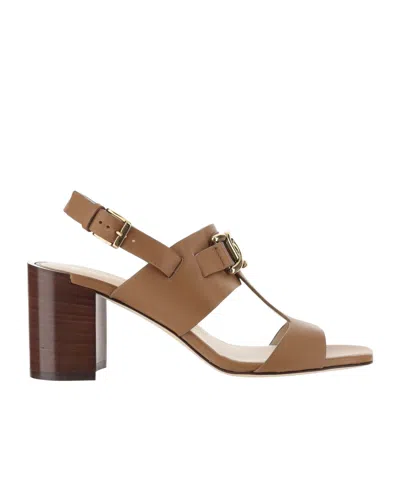 Tod's Kate Logo Plaque Sandals In Brown
