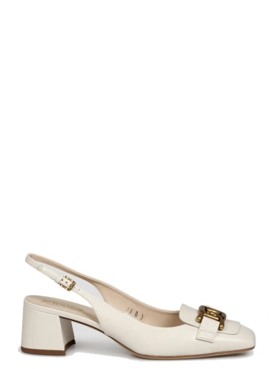 Tod's Kate Logo Plaque Slingback Pumps In Neutrals