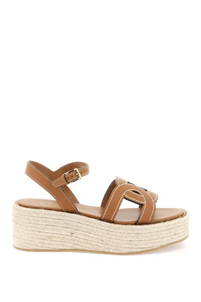 Tod's Sophisticated Platform Espadrille Sandals For Women In Brown