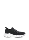 Tod's Leather-trimmed Stretch-knit Slip-on Sneakers In Black