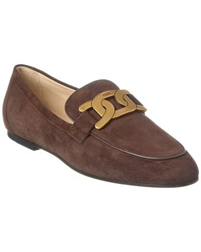 Tod's Kate Suede & Leather Loafer In Brown