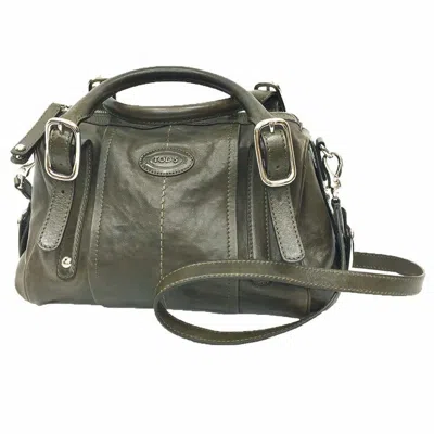Pre-owned Tod's Khaki Leather Handbag Shoulder Bag () In Brown