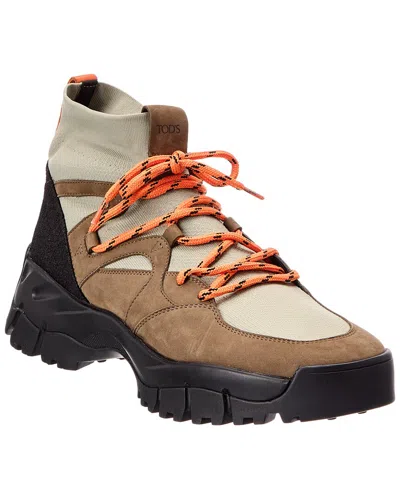Tod's Knit & Leather Boot In Multi