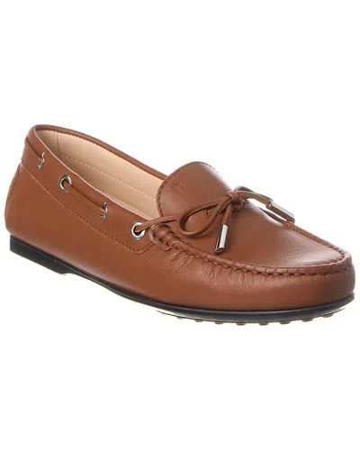 Tod's Knot Detail Leather Loafer In Brown