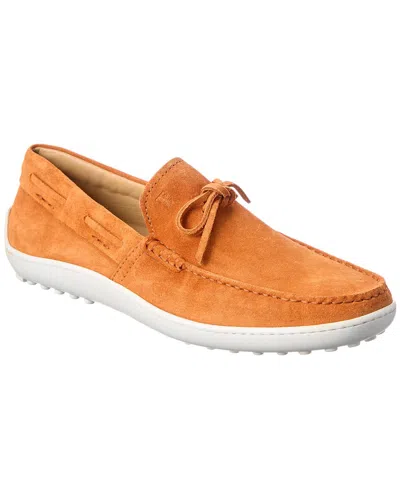Tod's Laccetto Suede Loafer In Orange