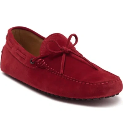 Pre-owned Tod's Laccetto Top Grain Suede Leather Driving Loafersize 39,5-40, Us 6,5 In Red