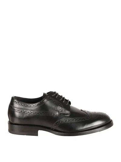 Tod's Lace-up Black Leather Wingtip Shoes