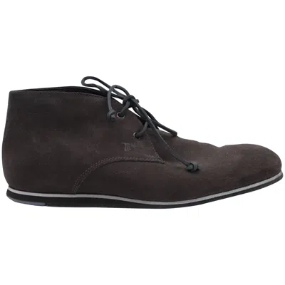 Tod's Lace-up Desert Boots In Dark Brown Suede