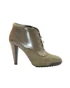 Tod's Lace-up High Heel Boots In Olive Suede And Leather In Green