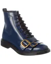 Tod's Lace-up Leather Boot In Blue