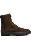 Tod's Striped Suede Ankle Boots With Chunky Rubber Sole For Men
