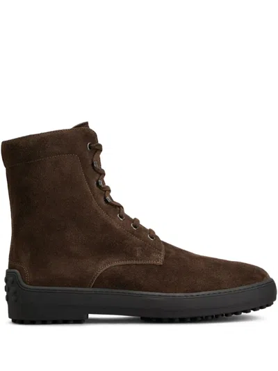 TOD'S TOD'S LACE-UP SUEDE ANKLE BOOTS