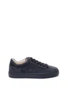 Tod's Lace-up Suede Sneakers With Sturdy Rubber Sole In Black