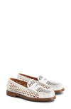Tod's Perforated Leather Driver Penny Loafers In Bianco Calce