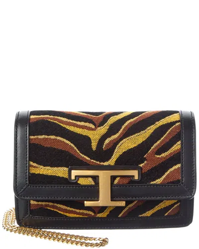Tod's Leather & Canvas Belt Bag In Black
