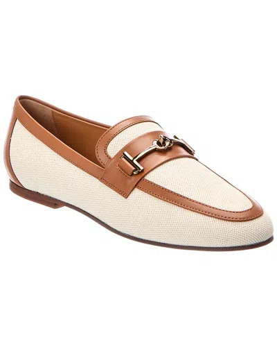 Tod's Leather & Canvas Loafer In Neutral