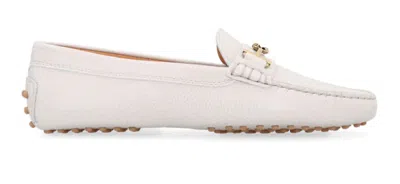 Tod's Woman Loafers White Size 5.5 Soft Leather In Pink