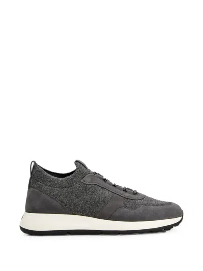 Tod's Leather And Knit Sneakers In Grey