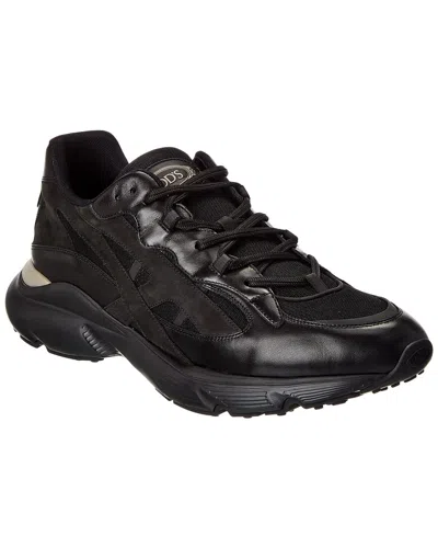 Tod's Leather & Mesh Sneaker In Black