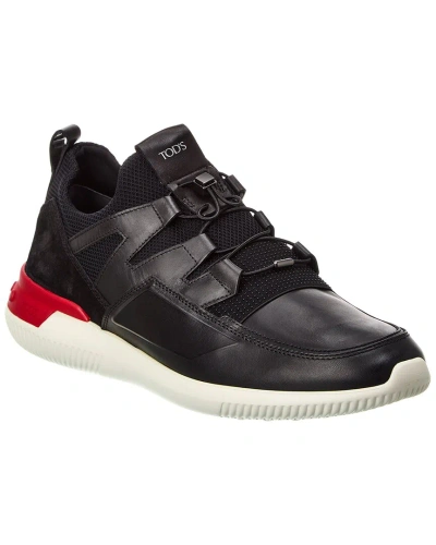 Tod's Leather & Mesh Sneaker In Black