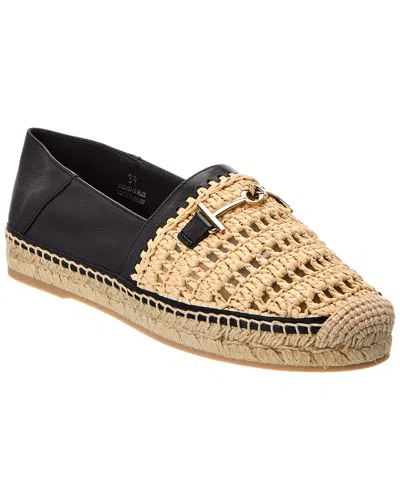 Tod's Leather & Raffia Espadrille In Neutral