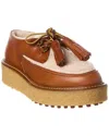 Tod's Leather & Shearling Platform Loafer In Brown
