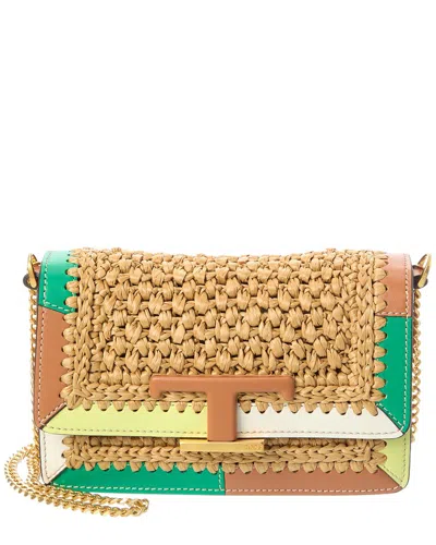 Tod's Leather & Straw Belt Bag In Brown