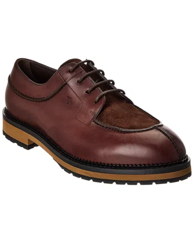 Tod's Leather & Suede Derby In Brown