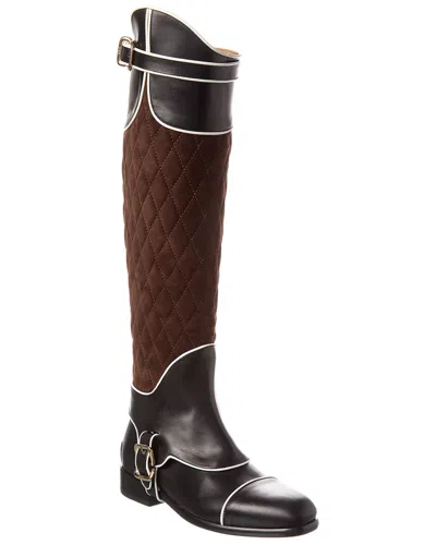 Tod's Leather & Suede Over-the-knee Boot In Black