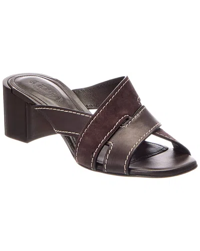 Tod's Leather & Suede Sandal In Brown