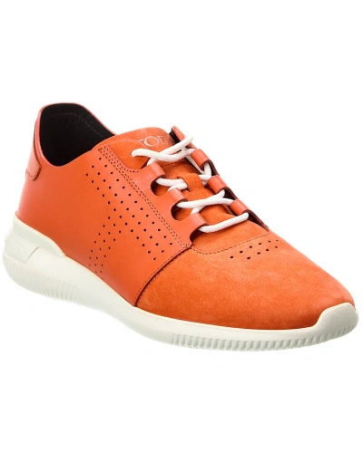 Tod's Leather & Suede Sneaker In Orange