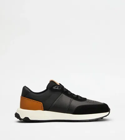 Tod's Leather And Technical Fabric Sneakers In Black
