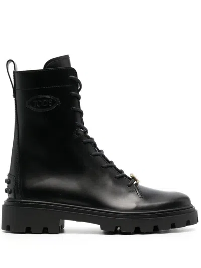 Tod's Leather Ankle Boots In Black