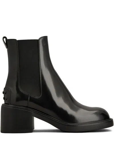 Tod's Leather Ankle Boots In Black
