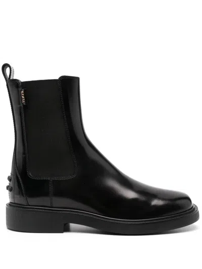 Tod's Leather Ankle Boots Shoes In Black