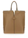 Tod's Structured Brown Calfskin Shoulder Bag In Grey