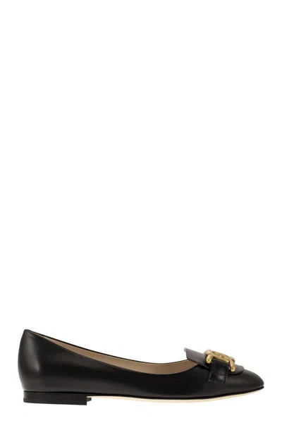 TOD'S TOD'S LEATHER BALLERINA WITH ACCESSORY