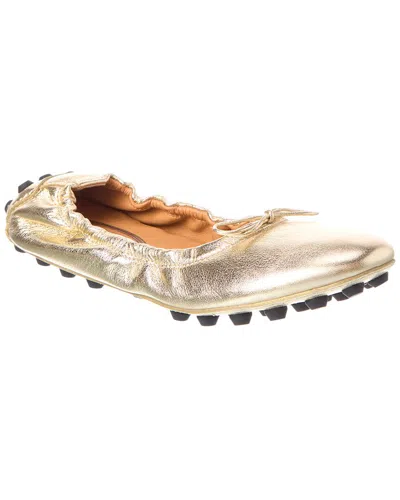 Tod's Leather Ballet Flat In Yellow